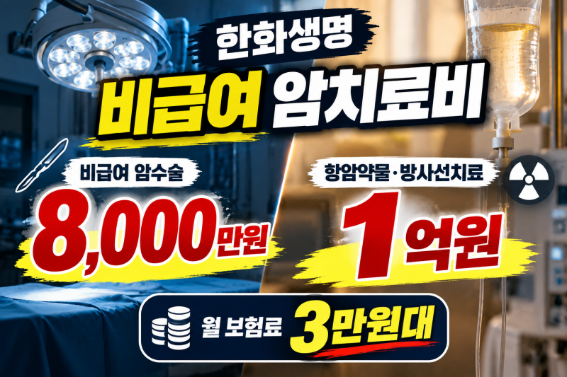 한화생명 비급여 암치료비, 50대 암수술 8천만원 항암치료 1억원을 월 3만원대로?