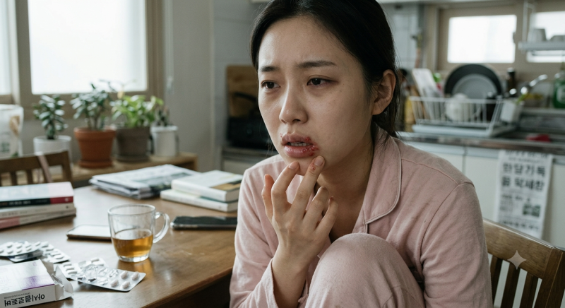 피곤하면 입주변에 물집이 생겨요, 헤르페스 감염