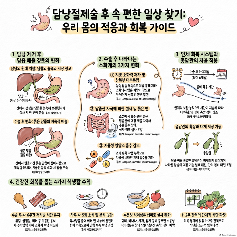 담낭절제술 후 소화불량과 설사, 쓸개 없는 몸의 적응을 돕는 지혜