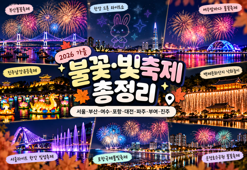 2026 가을 불꽃축제 총정리｜서울 부산 여수 포항 파주 진주 불꽃·빛축제 일정