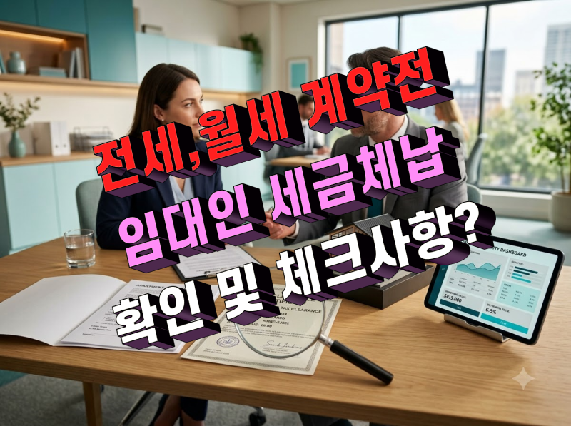 주택 전세, 월세 계약 전 필수! 집주인 세금 체납액 확인해야 하는 이유와 단독 열람 방법