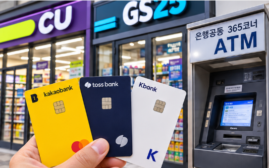 CU GS25 편의점 ATM 현금 출금 입금 수수료 카카오뱅크 토스 케이뱅크 무료 기준 총정리