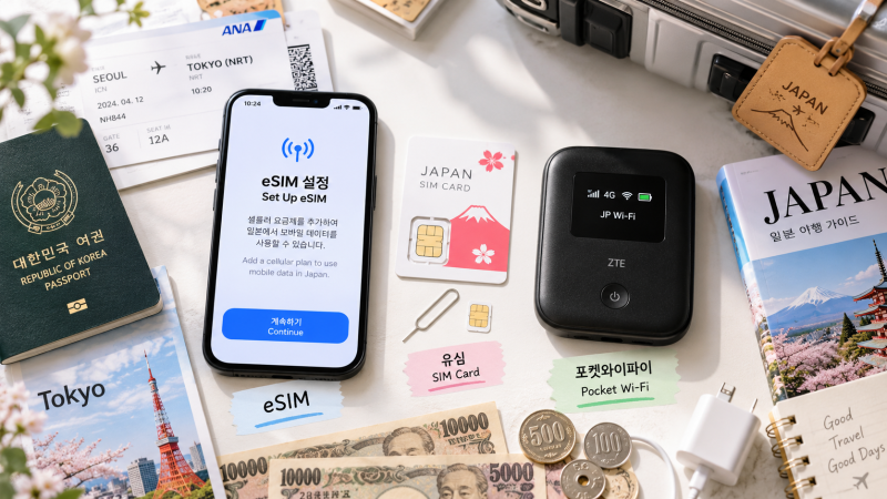 일본 여행 eSIM vs 유심 vs 포켓와이파이｜어떤 게 가장 편할까