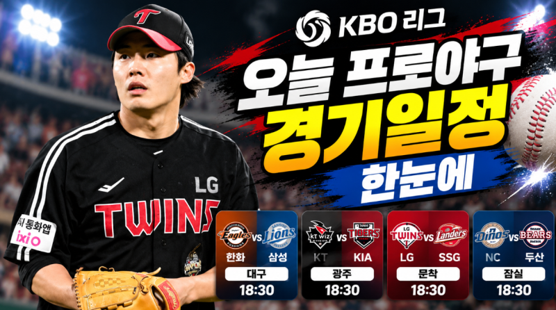 오늘 프로야구 경기일정, 한화-삼성·KT-KIA 등 4경기 오후 6시 30분 시작