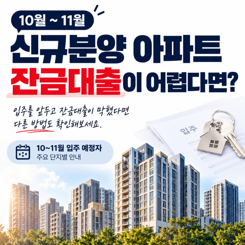신규분양 아파트 잔금대출, 집단대출 어렵다면 후취담보대출 확인