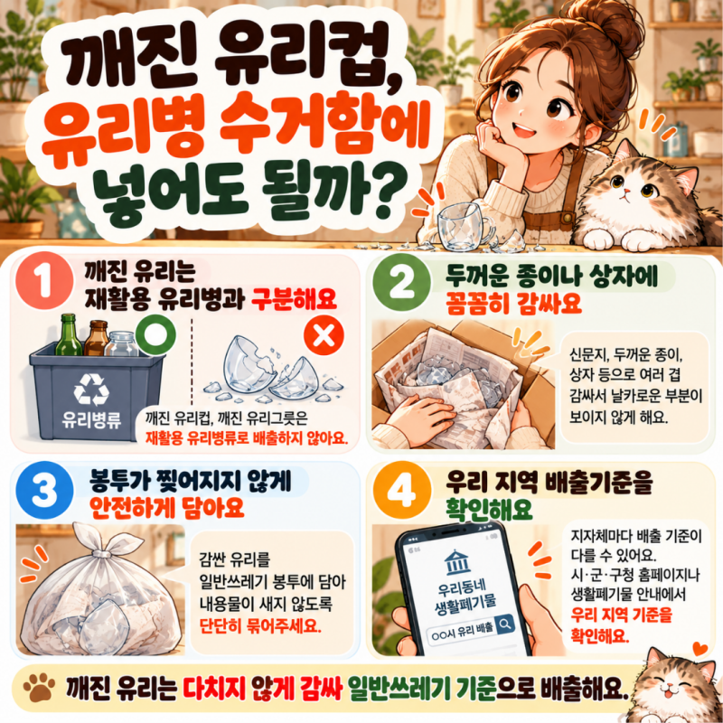 깨진 유리컵, 유리병 수거함에 넣어도 될까? 다치지 않게 버리는 법