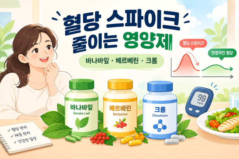 혈당 스파이크 줄이는 영양제, 바나바잎 vs 베르베린 vs 크롬 효과·부작용·복용법 비교