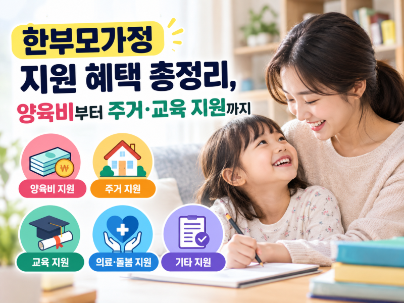 한부모가정 지원 혜택 총정리, 양육비부터 주거·교육 지원까지