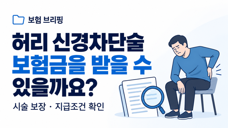 허리 신경차단술을 받으면 보험금을 받을 수 있을까요? 질병통합치료비의 시술 보장과 지급....