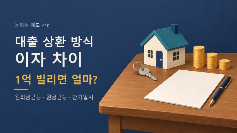 대출 상환 방식 3가지, 1억 빌리면 이자 차이는? 원리금균등·원금균등·만기일시 비교
