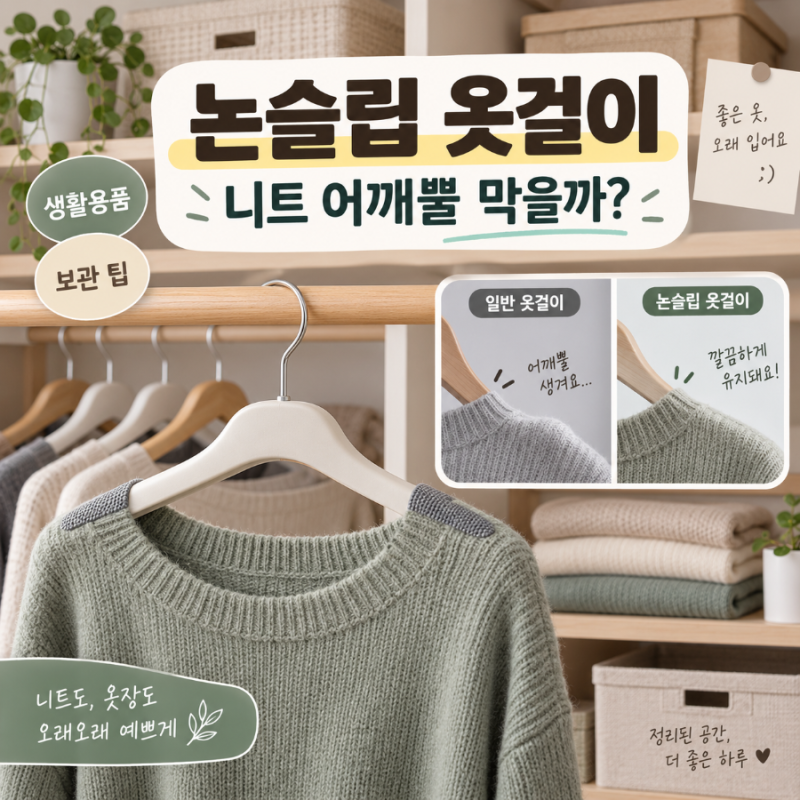 논슬립 옷걸이, 니트 어깨뿔 막을까?