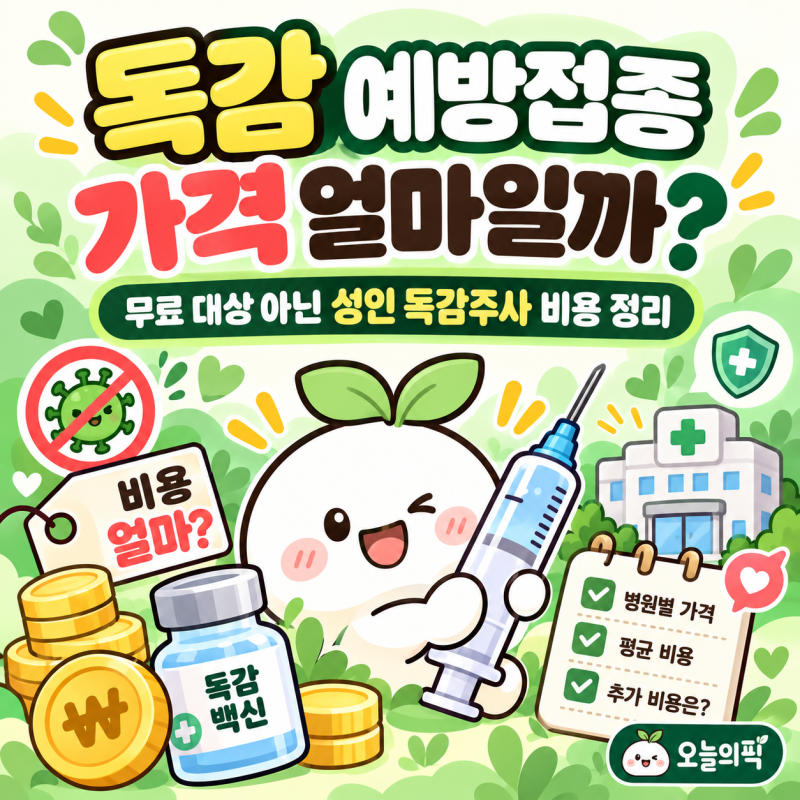 독감 예방접종 가격 얼마일까? 무료 대상 아닌 성인 독감주사 비용 정리