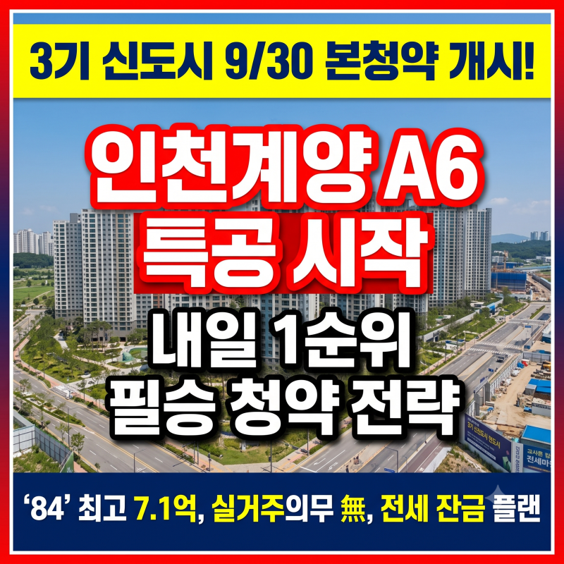 오늘(9/30) 특공 시작! 3기 신도시 인천계양 A6 본청약 분양가와 내일(10/1) 1순위 필승 전략·실....