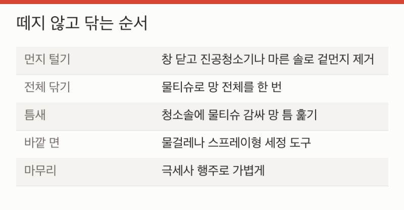 방충망 떼지 않고 청소하는 법, 창문 닫은 채 끝내는 순서