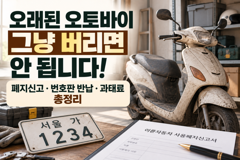 오래 방치한 오토바이·스쿠터, 그냥 버리면 안 됩니다!이륜자동차 폐지신고 방법부터 번호....