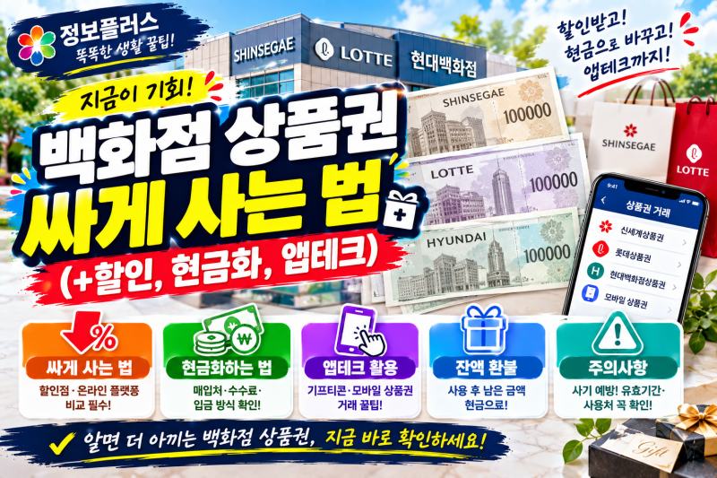 백화점 상품권 싸게 사는 법 총정리｜할인부터 현금화·앱테크까지