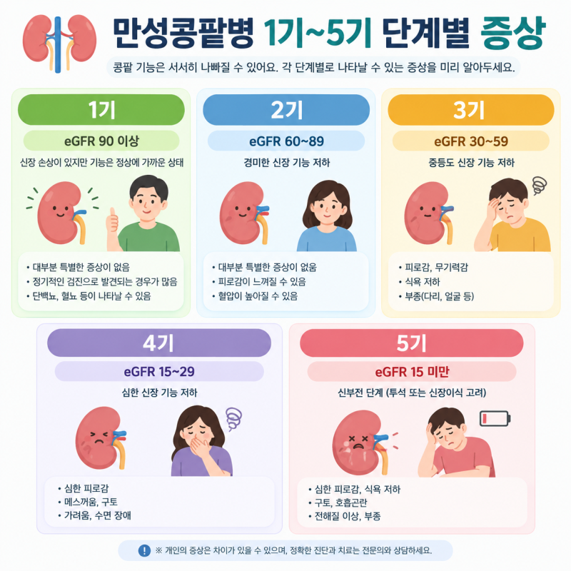 만성콩팥병 1기~5기 단계별 증상과 신장 기능 수치 제대로 알아보기