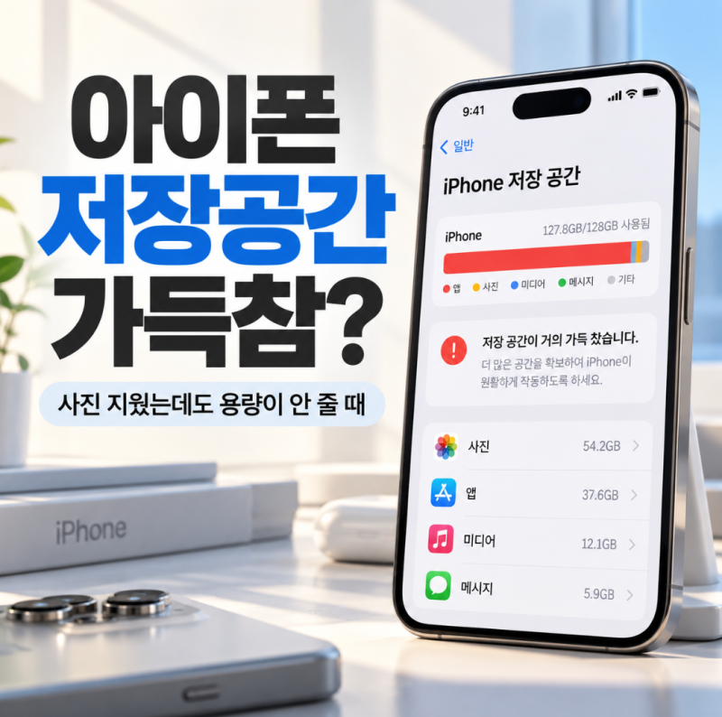 아이폰 저장공간 가득참? 사진 지웠는데 용량 안 줄 때 최근 삭제·앱 정리 해결법