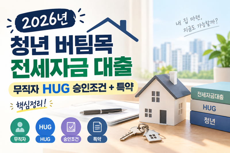 2026년 청년 버팀목 전세자금 대출 무직자 HUG 승인 조건 및 특약 팁!!