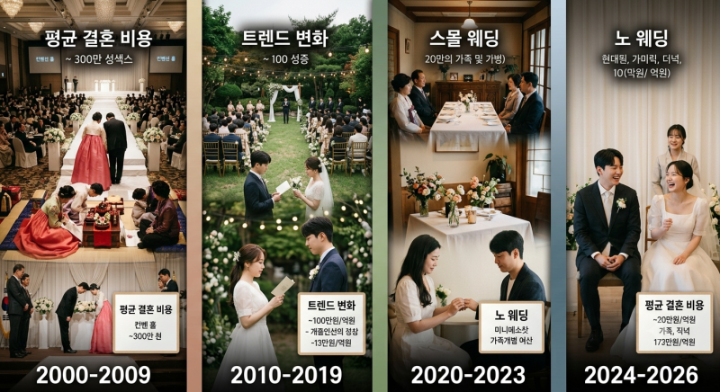 [결혼 트렌드] 평균 결혼 비용부터 20년 변화사, 스몰·노웨딩 실사례까지 완벽 정리