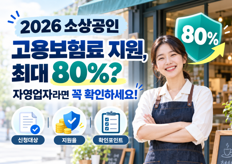 2026 소상공인 고용보험료 지원, 최대 80%? 자영업자라면 꼭 확인하세요!