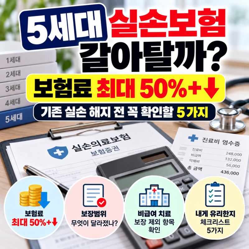 5세대 실손보험 갈아탈까? 보험료는 싸졌지만 기존 실손 해지 전 꼭 볼 5가지