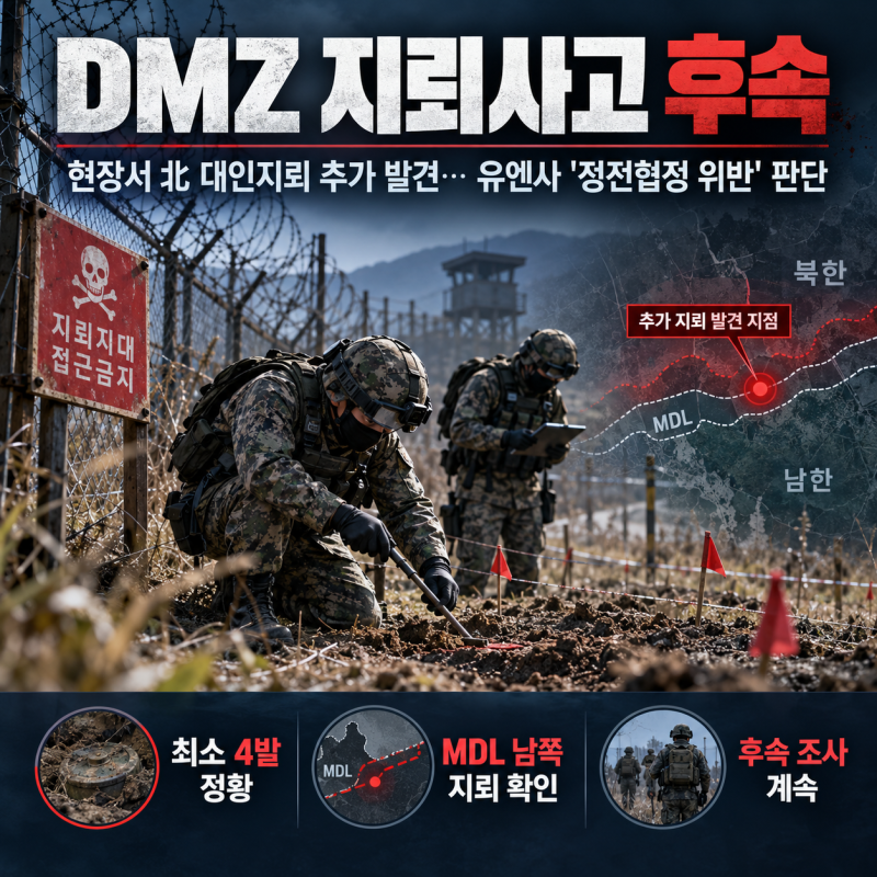 DMZ 폭발 현장서 北 대인지뢰 추가 발견…유엔사 “정전협정 위반” 판단