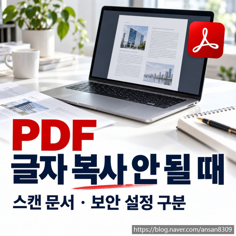 어도비 아크로뱃 PDF 글자 복사 안 될 때, 스캔 문서와 보안 설정 구분하기