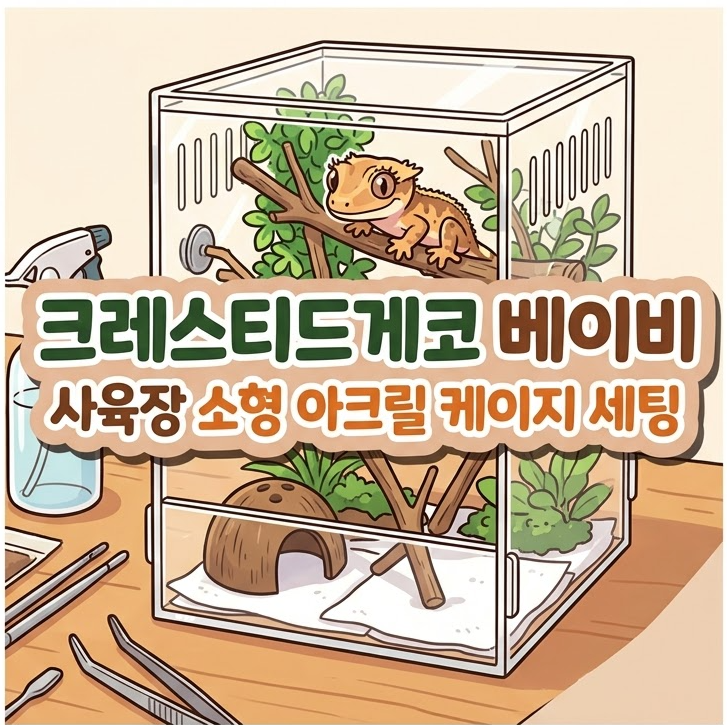크레스티드게코 베이비 사육장 소형 아크릴 케이지 세팅기