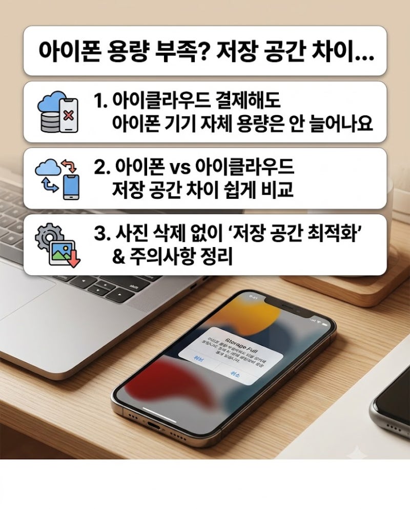 아이클라우드 결제했는데 아이폰 용량 부족? 저장 공간 차이 정리