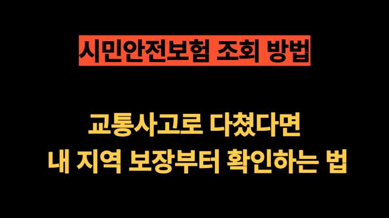 시민안전보험 조회 방법, 교통사고로 다쳤다면 내 지역 보장부터 확인하는 법