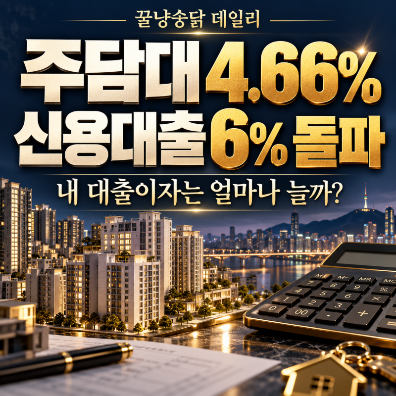 주담대 4.66%·신용대출 6% 돌파, 내 대출이자는 얼마나 늘까?