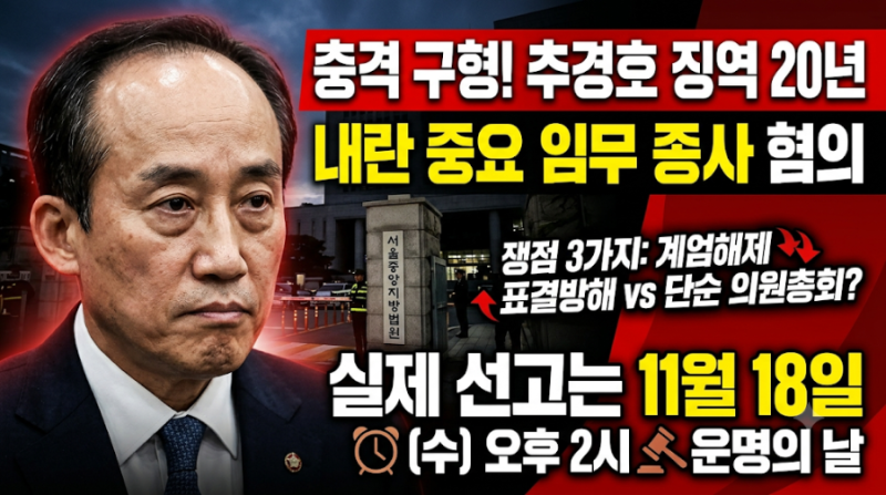 추경호 징역 20년 구형, 무슨 일인가? 핵심 쟁점과 11월 18일 선고 정리