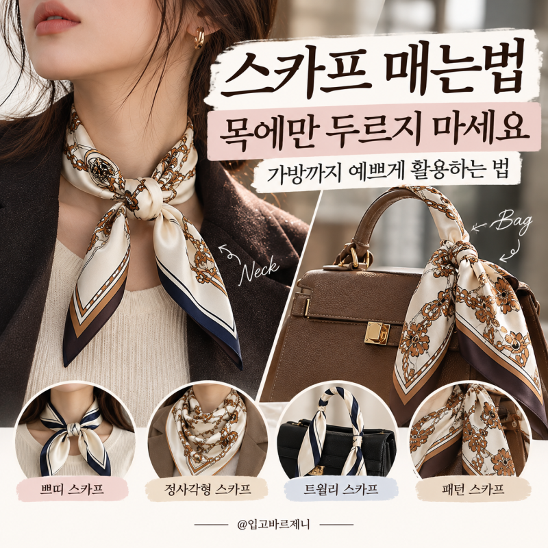 스카프 매는법, 목에만 두르지 마세요｜가방까지 예쁘게 활용하는 법