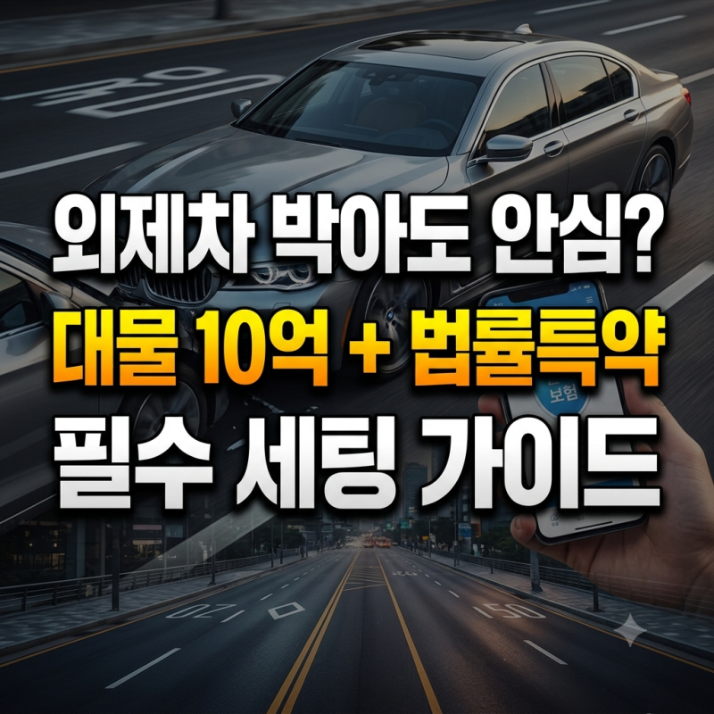 "커피 한 잔 덜 마시고 10억 보장받았습니다" 자동차보험 갱신 대물배상 10억과 법률비용 특약....