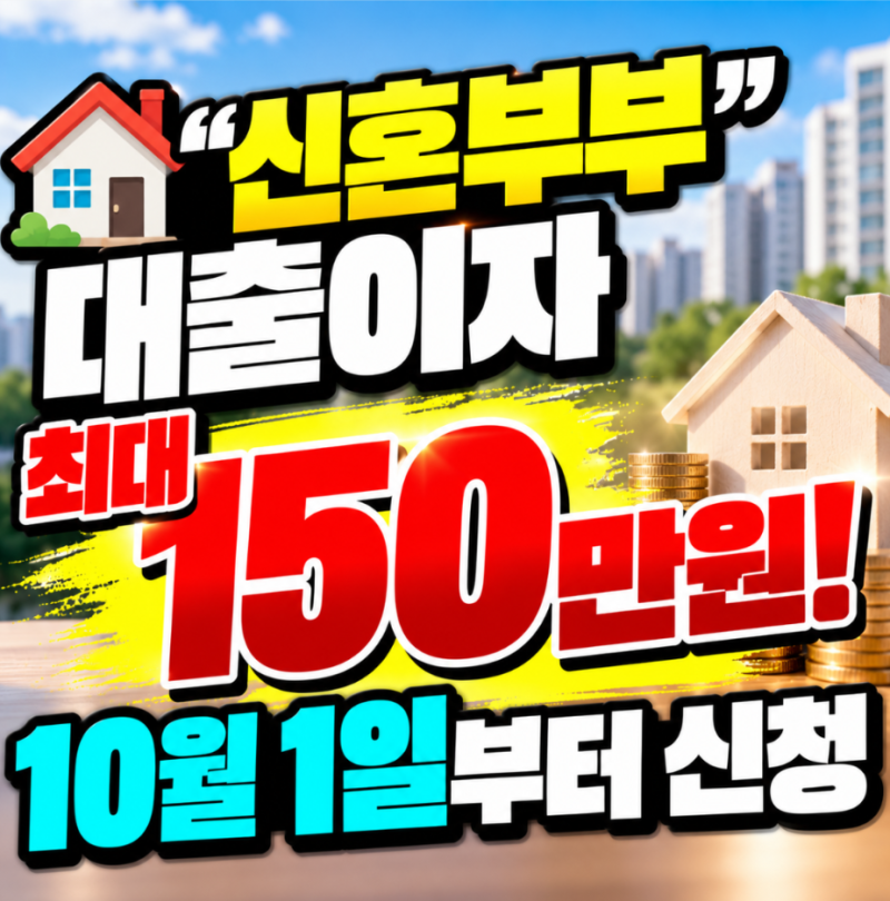 “신혼부부 대출이자 최대 150만원!” 10월 1일부터 신청