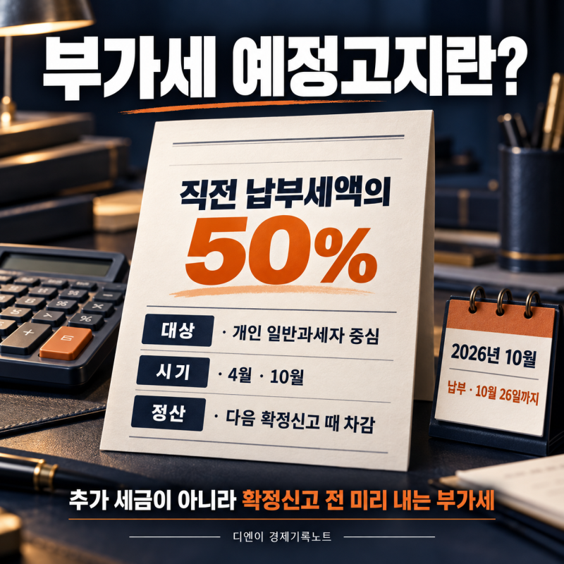 부가세 예정고지란? 개인사업자 대상·50% 계산방법 총정리