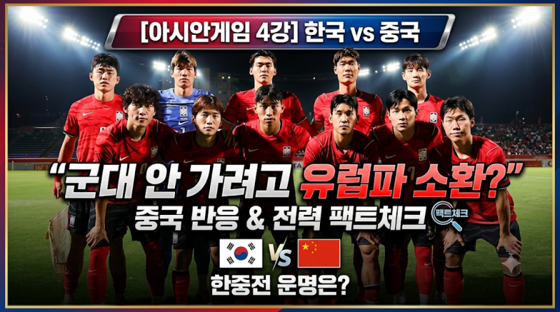 [아시안게임 축구 4강] "한국 군대 안 가려고 유럽파 소환?" 중국 반응 및 전력 팩트체크