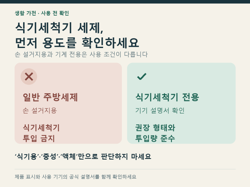 식기세척기에 일반 주방세제 넣어도 될까? 세제·린스 선택 기준