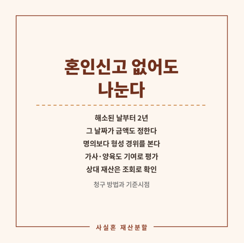 사실혼 이혼 재산분할 청구 방법과 사실혼 해소 2년, 재산분할 기준시점 정하기