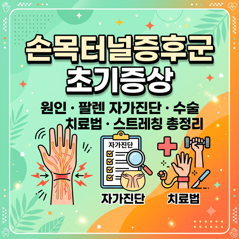2026 손목터널증후군 초기증상 원인 자가진단 수술 치료법 스트레칭 총정리