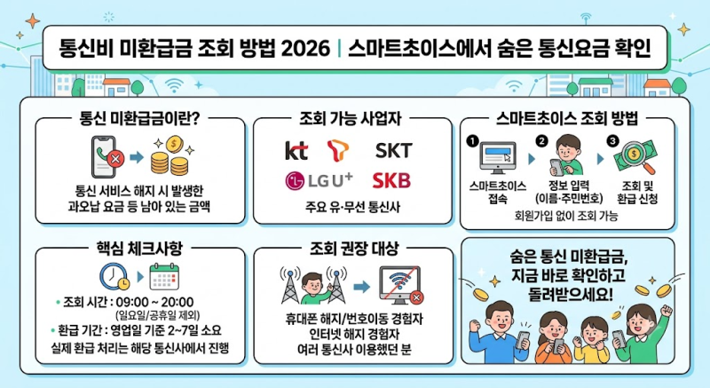 통신비 미환급금 조회 방법 2026｜스마트초이스에서 숨은 통신요금 확인