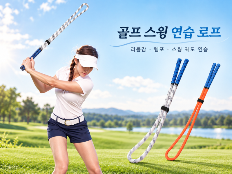골프 스윙 연습 로프, 리듬과 템포 잡는 스윙트레이너 1.8m 2m