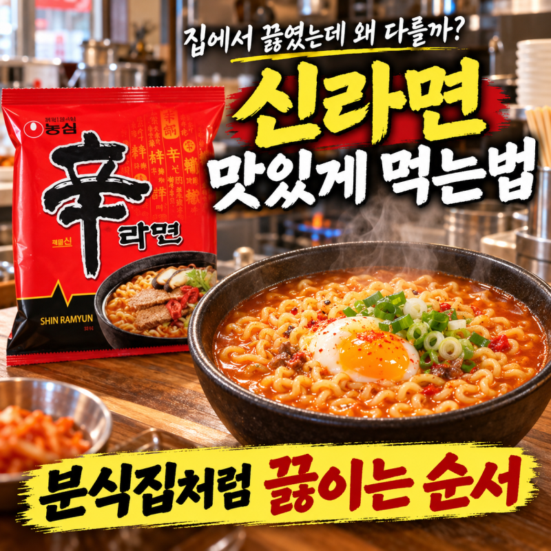 신라면 맛있게 먹는법, 분식집처럼 국물 진하게 끓이는 순서