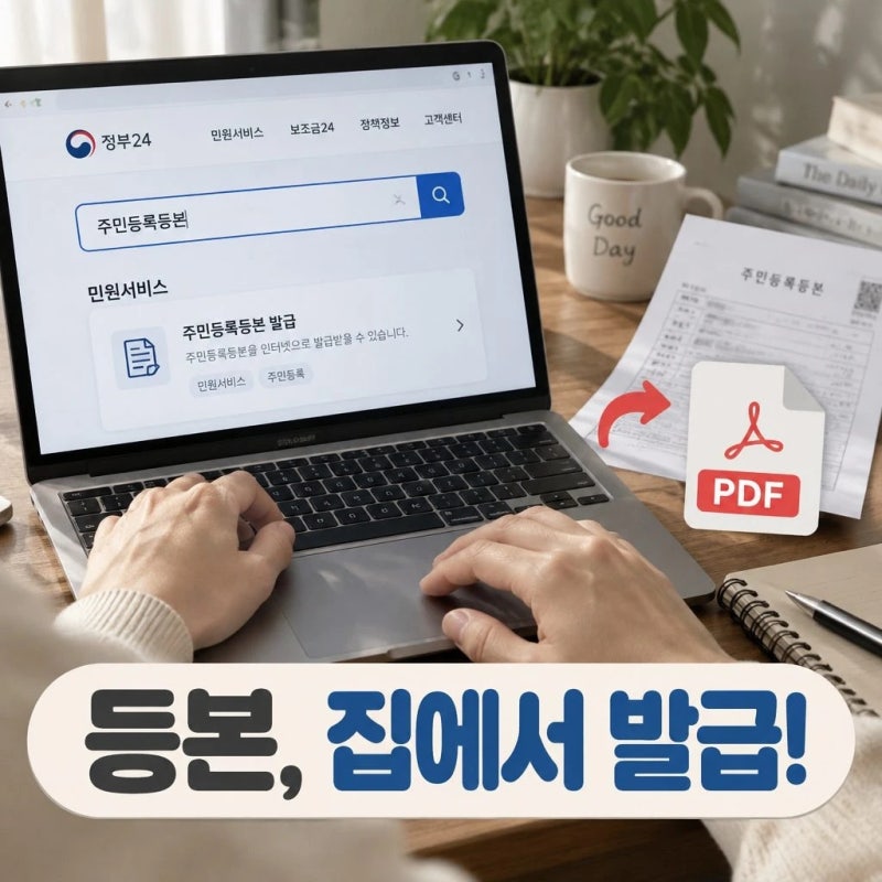 주민등록등본 인터넷 발급 방법 정부24에서 PDF 저장까지 쉽게 정리