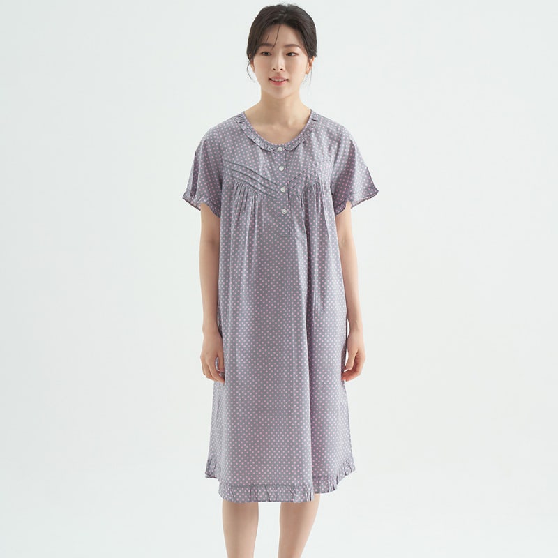 퍼플핑크도트 잠옷 여름 순면 아사면 실제 사용기
