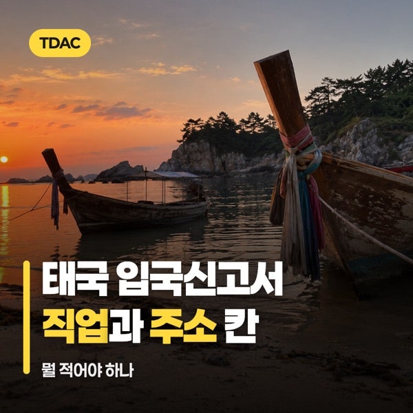 태국 입국신고서 TDAC 직업과 주소 칸 입력 기준