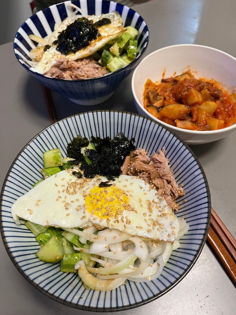 참치 다이어트 식단 2가지 | 오이 비빔밥 & 그릭요거트 참치 카나페