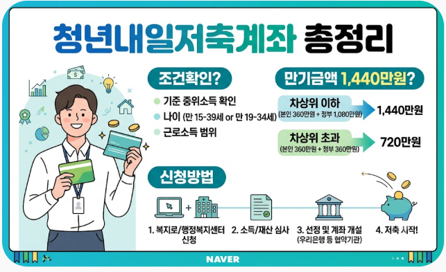 청년내일저축계좌 조건확인? 만기금액 1,440만원? 신청방법 총정리