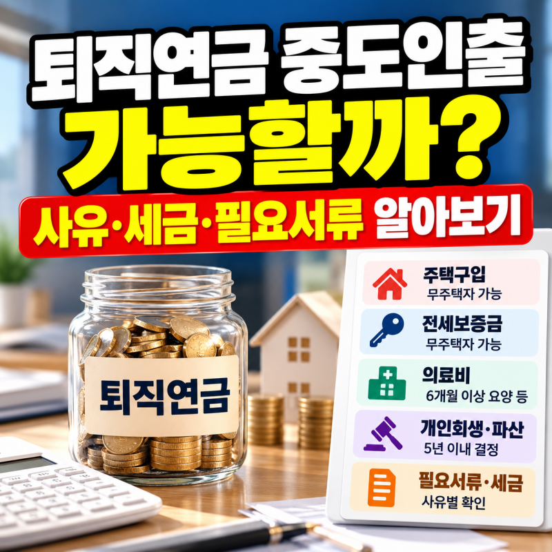 퇴직연금 중도인출 가능할까? 사유·세금·필요서류 알아보기